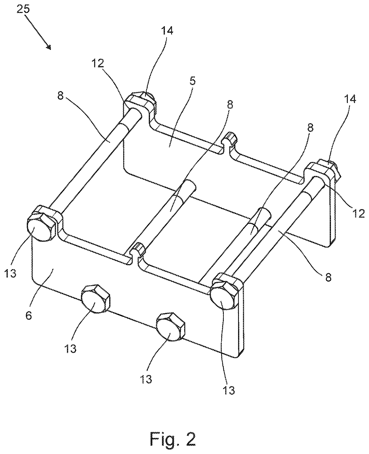 Arrangement of stack spark gaps and device for holding together and electrically contacting stack spark gaps