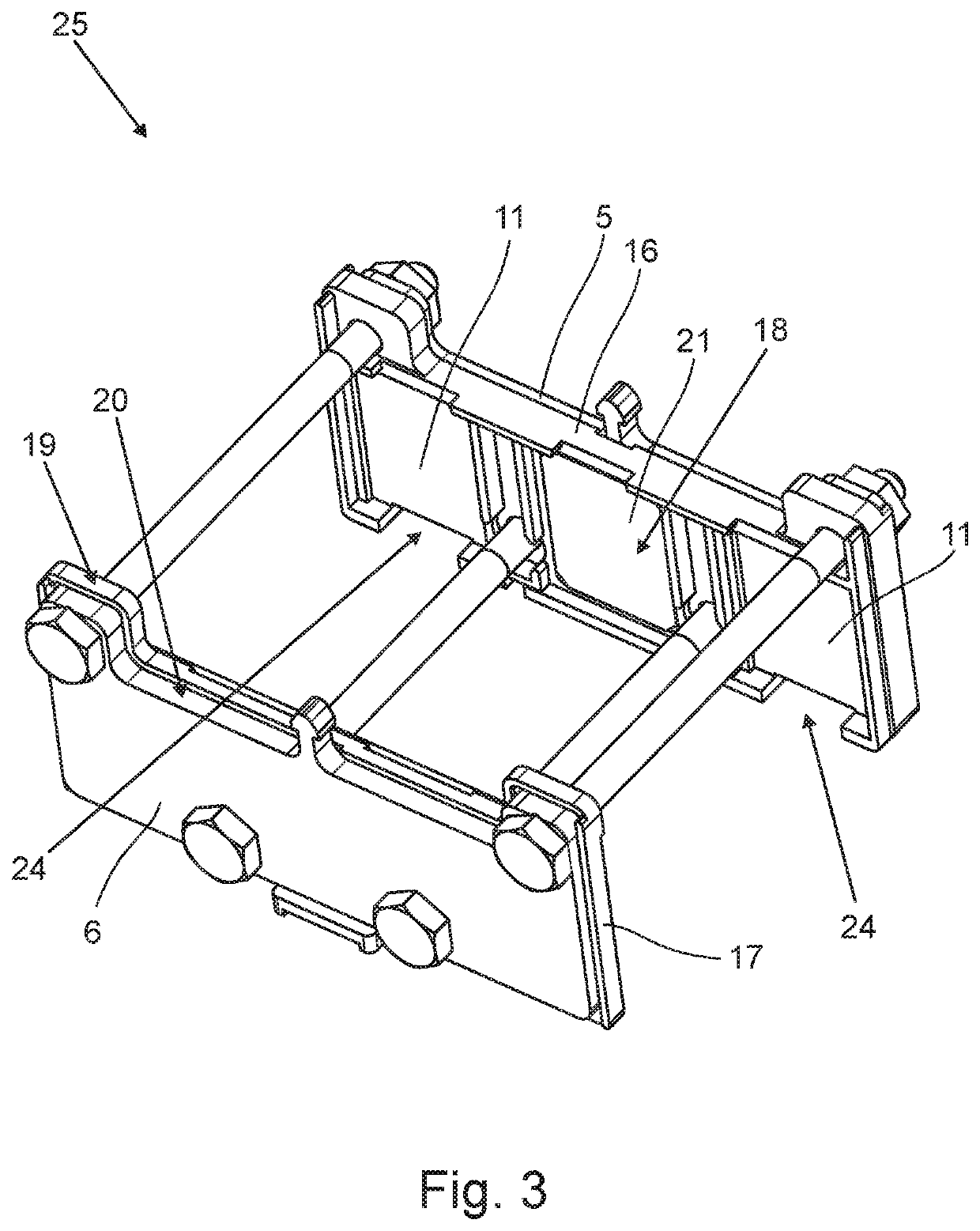 Arrangement of stack spark gaps and device for holding together and electrically contacting stack spark gaps