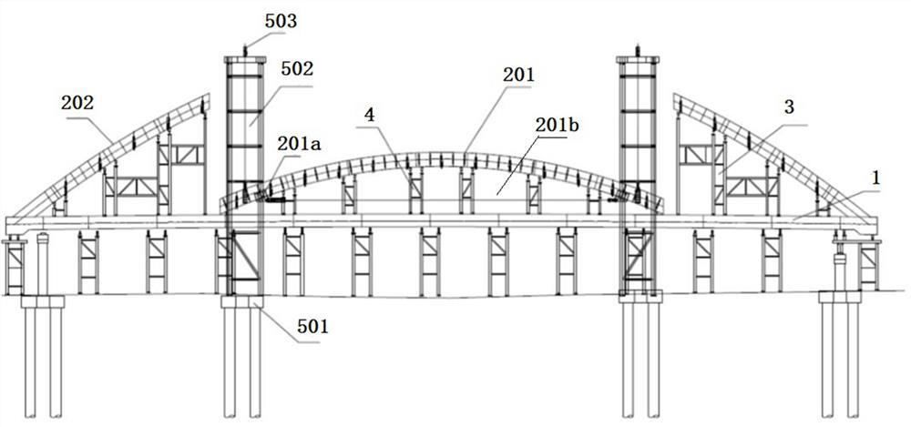 Bridge arch rib lifting and closing device