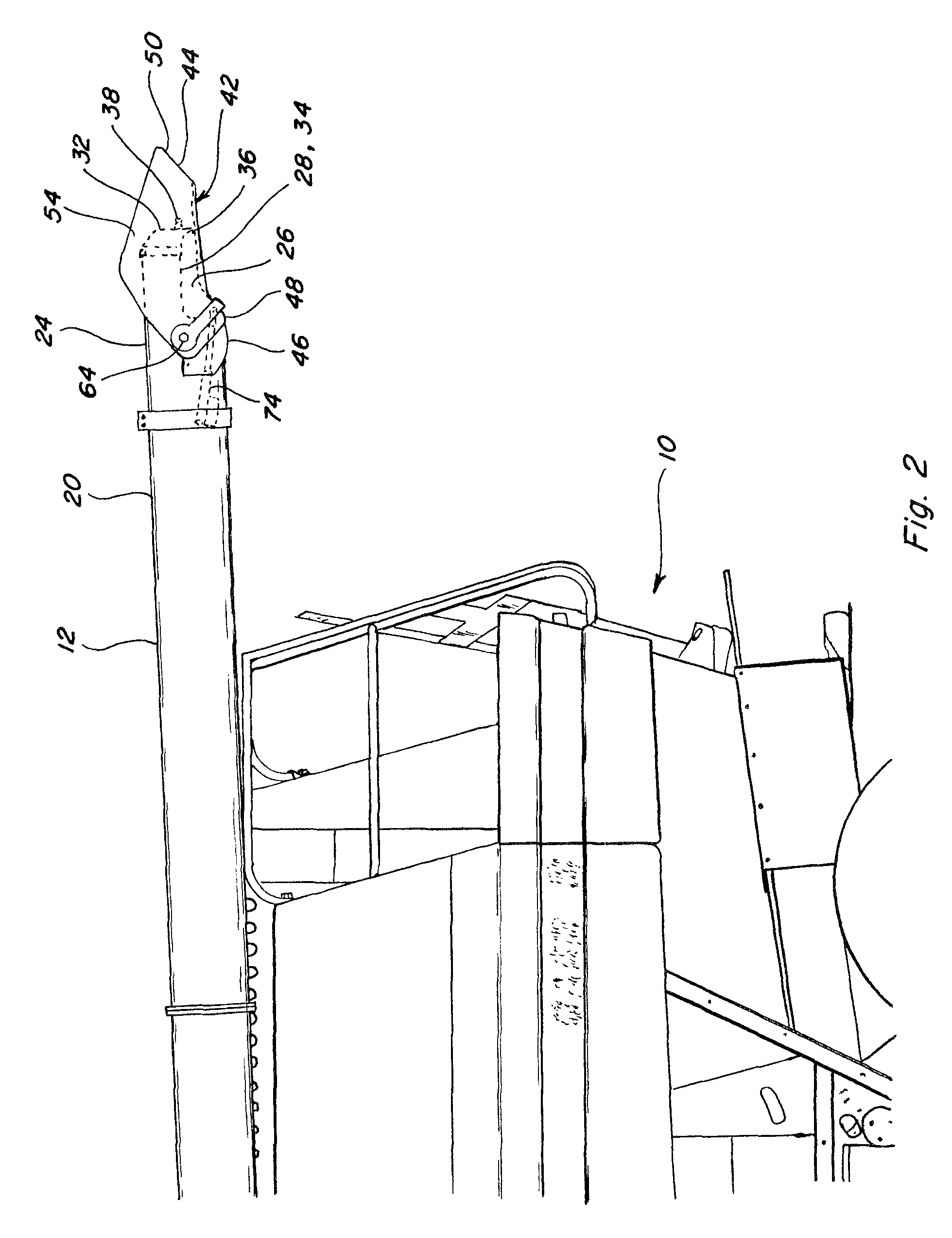 Grain unloading conveyor with directable spout and closure apparatus and system