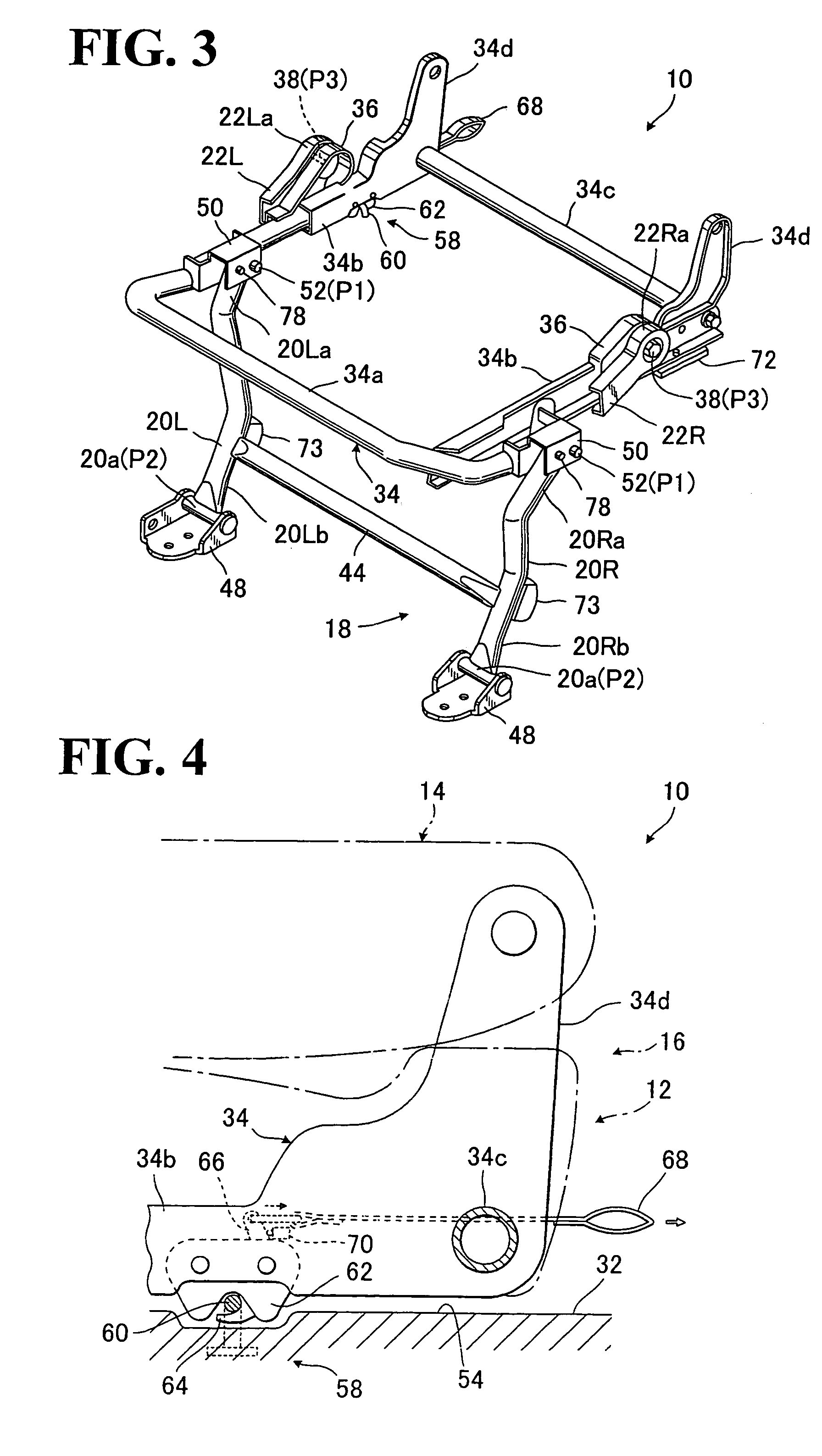 Vehicle seat of retractable type