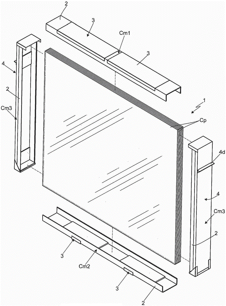 Improved industrial container for packaging and transporting multiple glass panels or the like