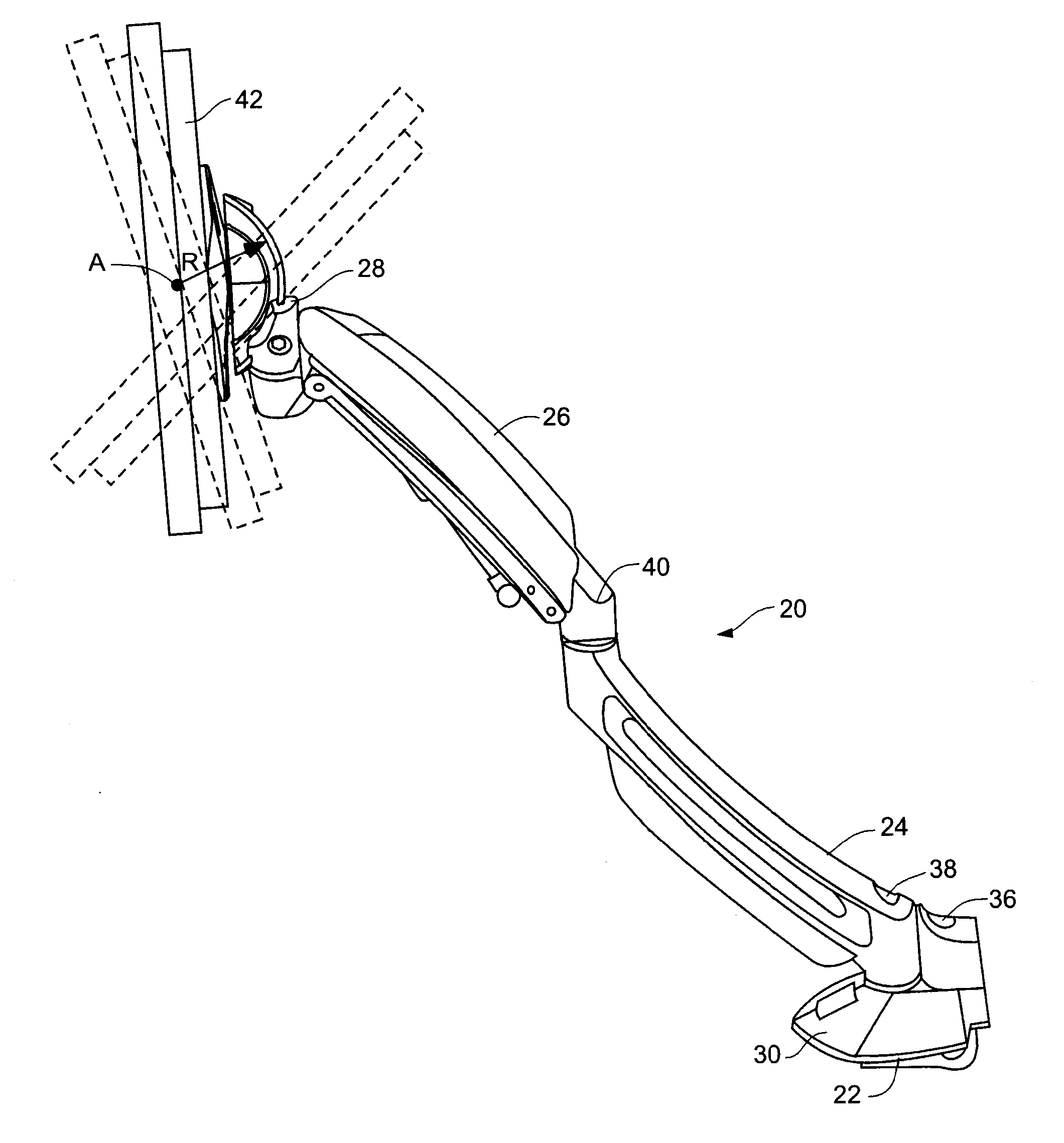 Electronic display mount with extreme tilt feature