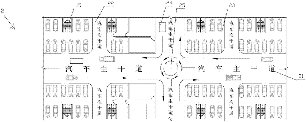 Method of solving problems of traffic congestion and exhaust emission through overpass pedestrian-vehicle separation technology