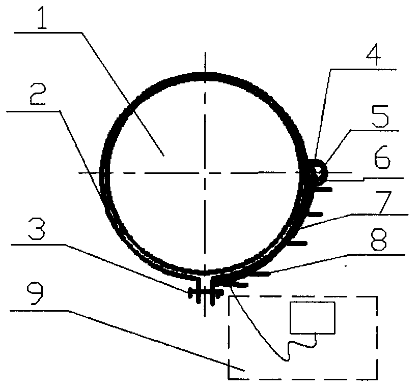 Online monitoring device for structural damage of high temperature pressure pipeline