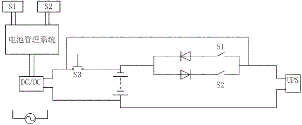 Power-taking circuit of lithium battery management system for preventing overdischarge in UPS