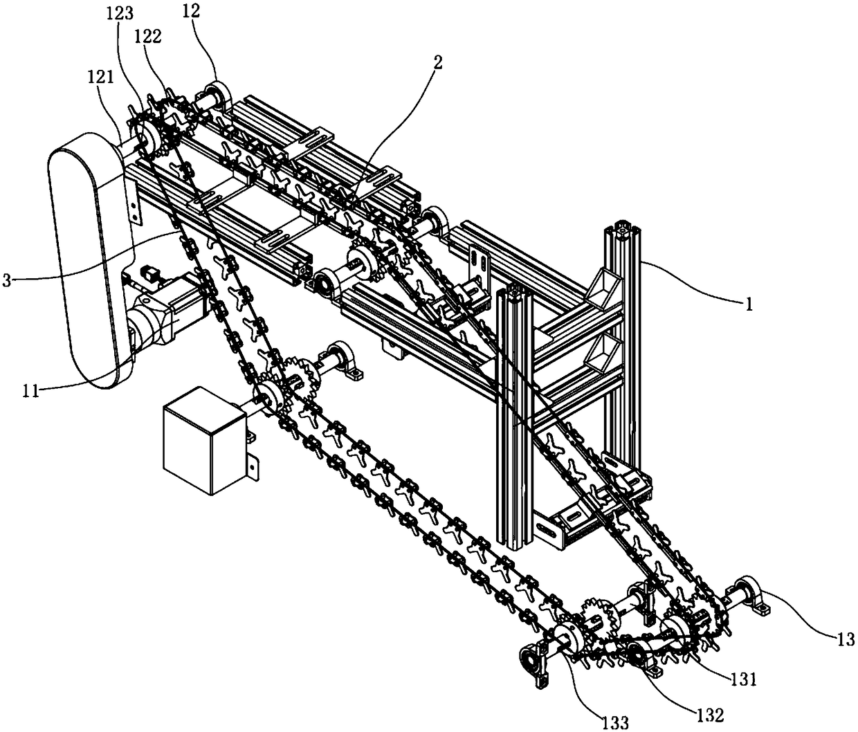 Rapid multi-column V-shaped chain carrying device for bottle bodies