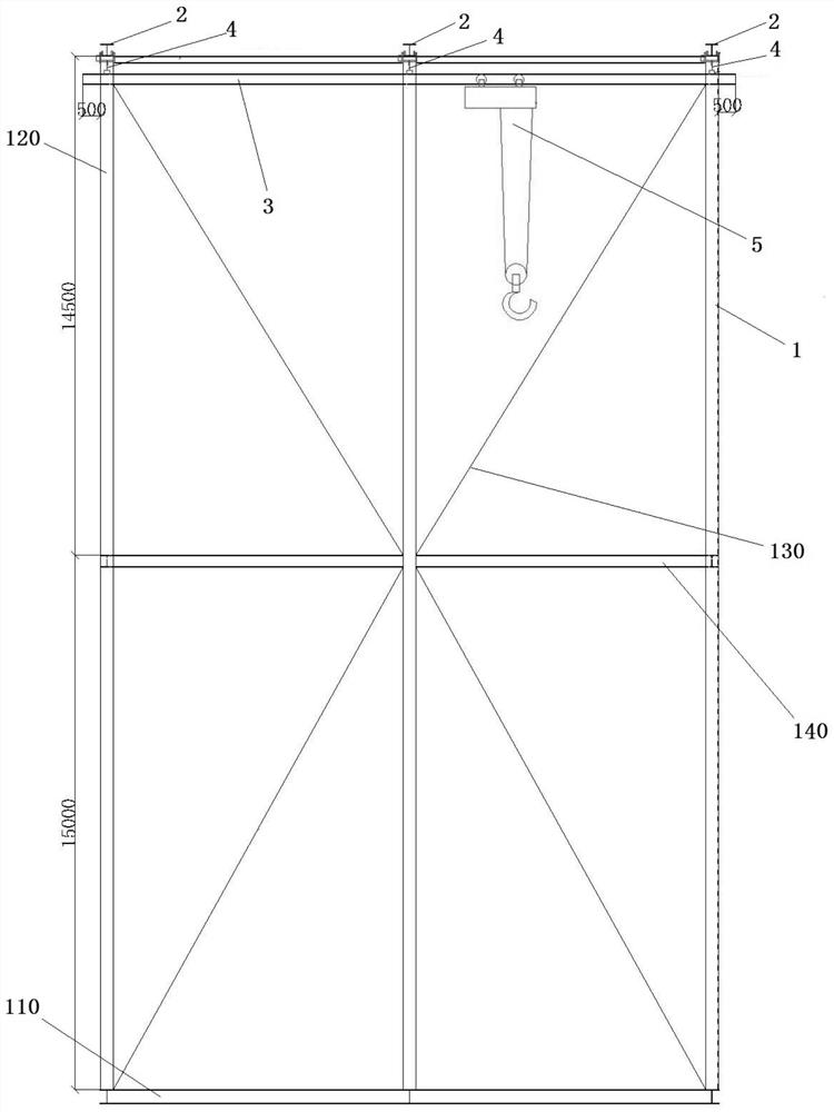 Boiler hoisting sling in closed factory area and construction method thereof