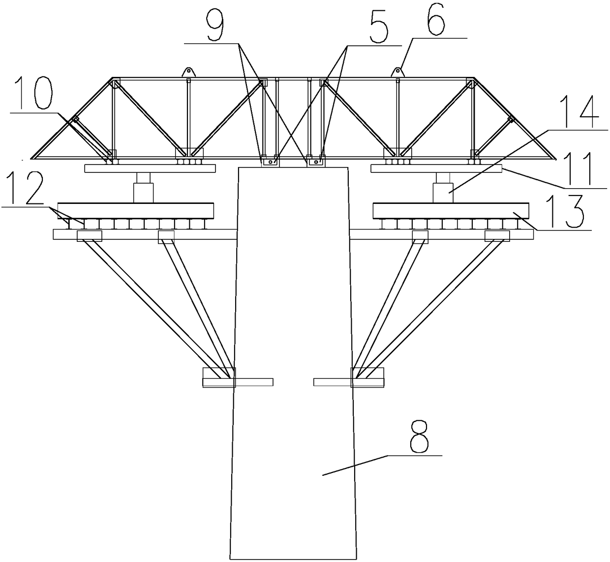 A kind of high pier support assembled preloading device and method