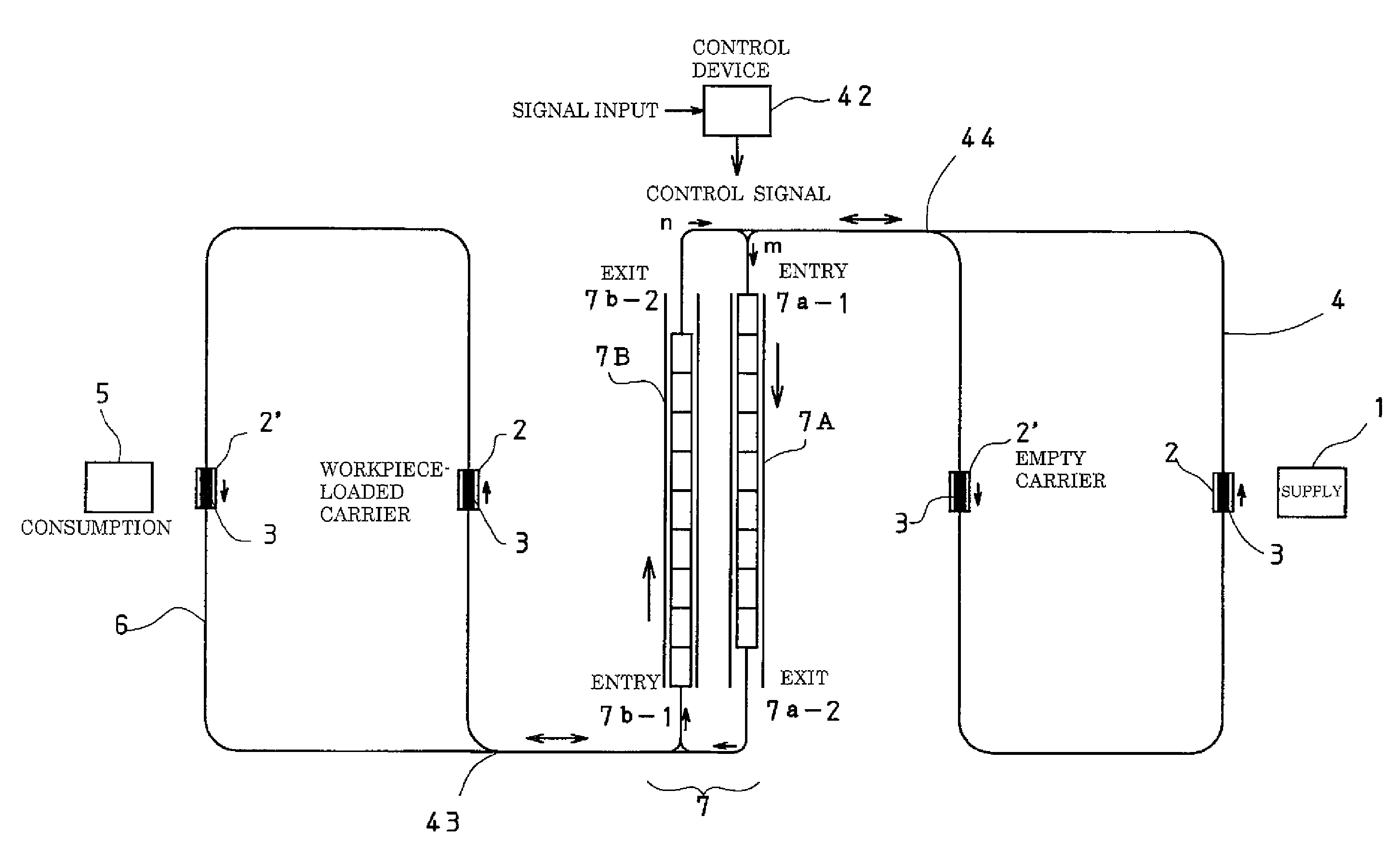 Workpiece transportation system comprising automated transport vehicles and workpiece carriers