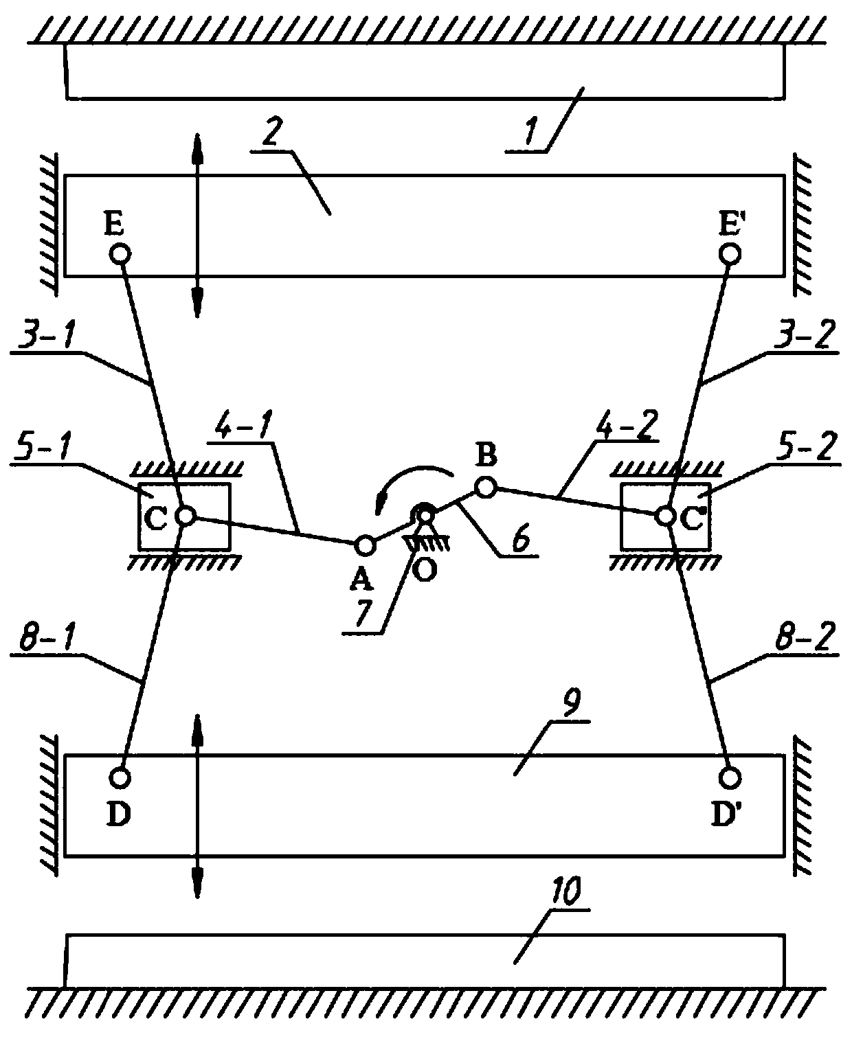 A Symmetrical Double-Motion Platform Pressing Mechanism for a Horizontal Flat Die Cutting Machine