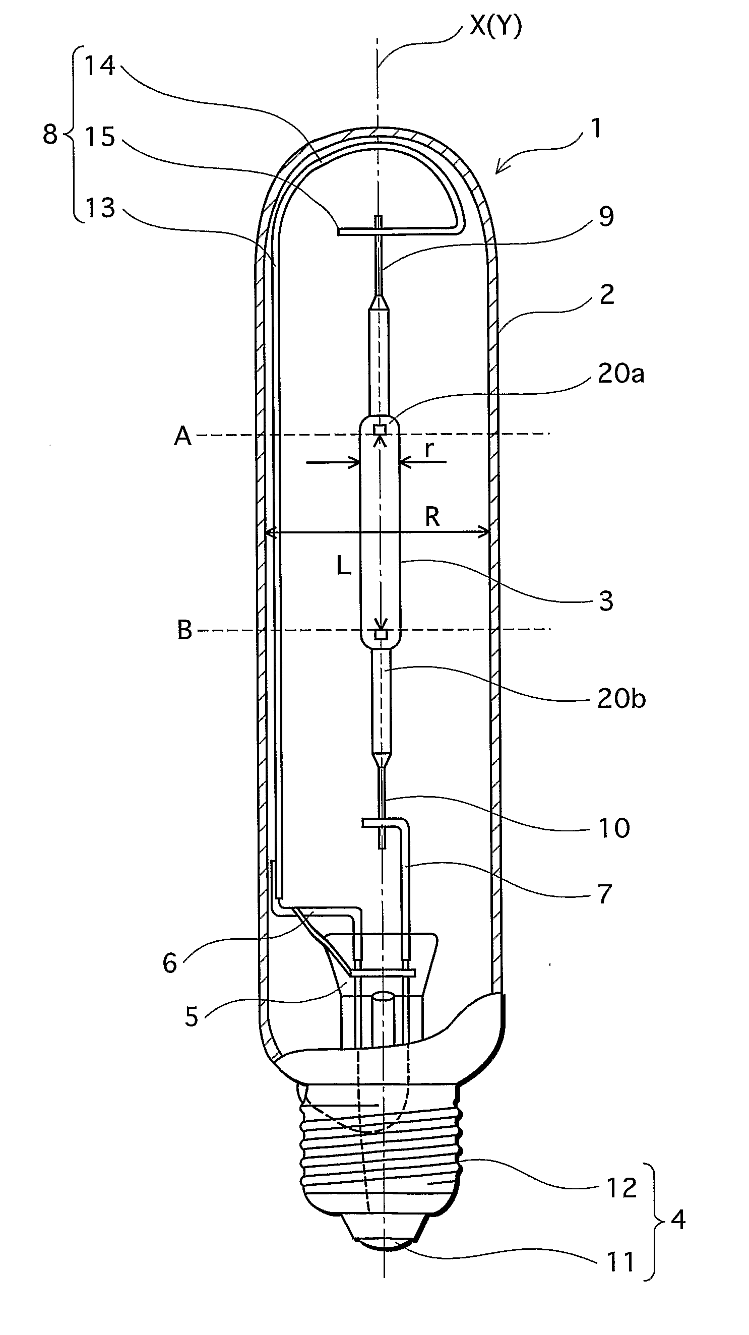 Metal halide lamp and luminaire using the same