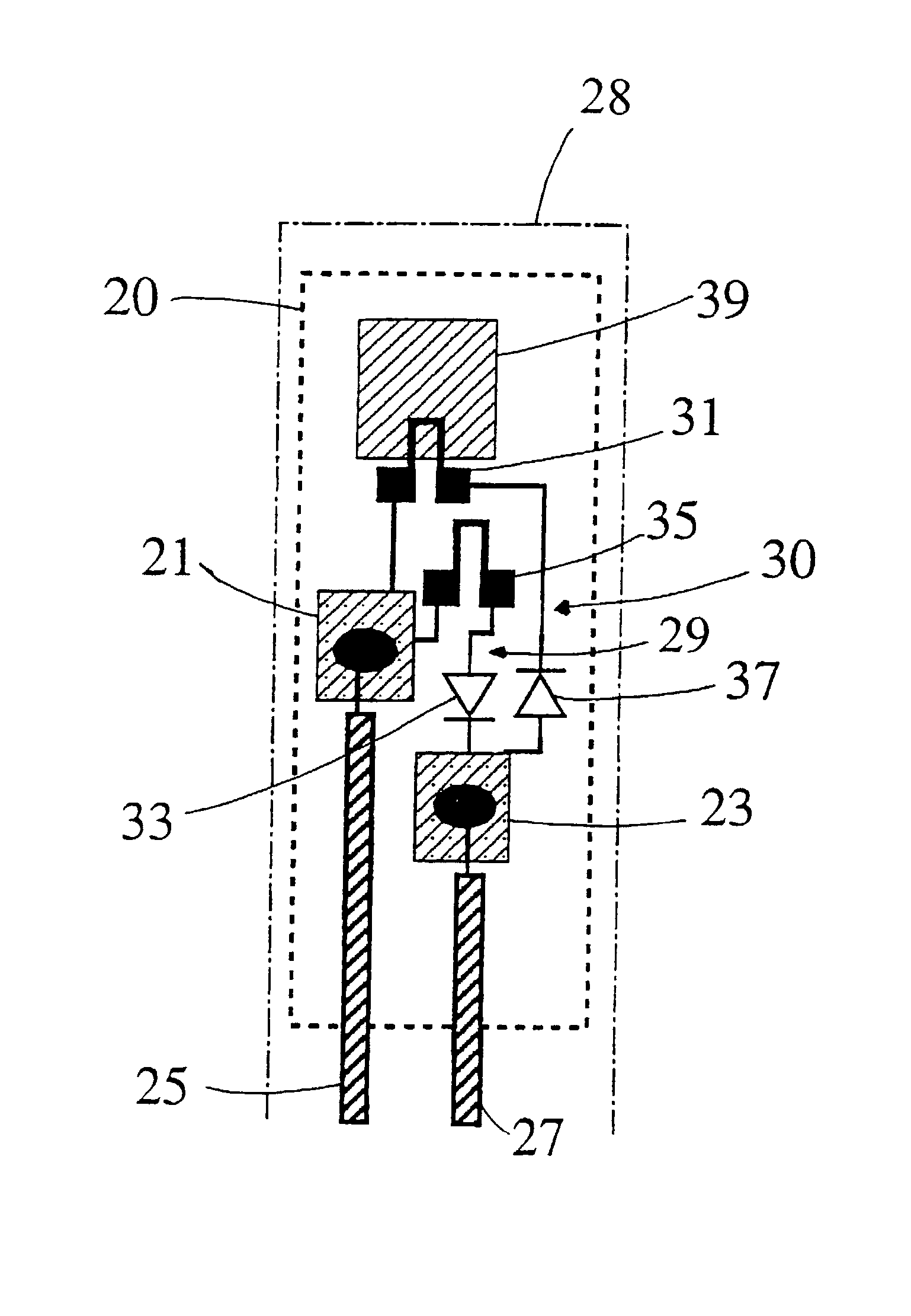 Sensing device and a method for measuring at least two features, for example pressure and/or flow rate and temperature