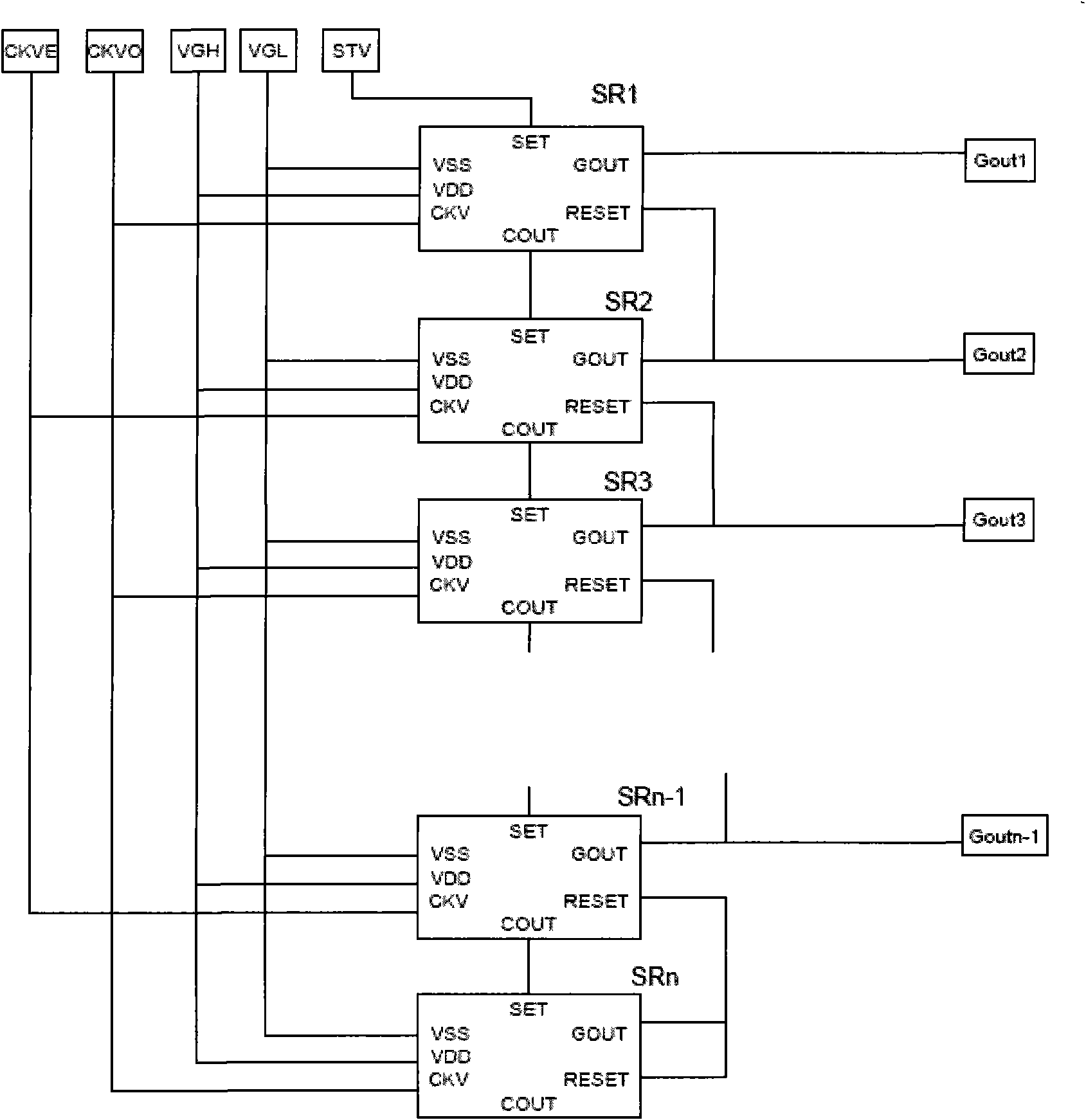 GIP type liquid crystal display panel and detecting method thereof