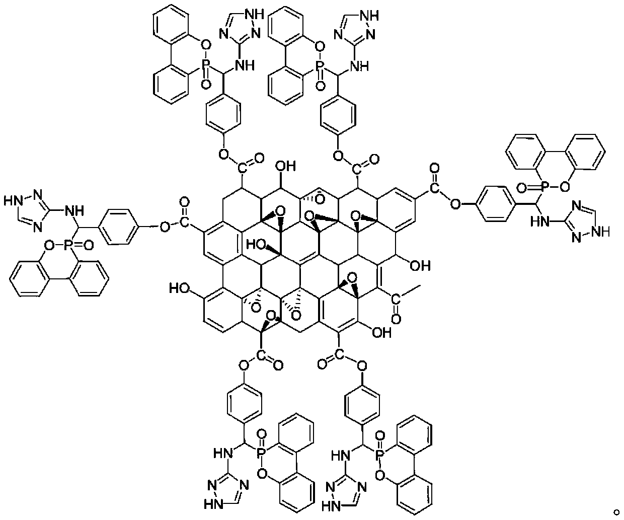 Nitrogen-rich group functionalized graphene oxide and preparation method and application thereof