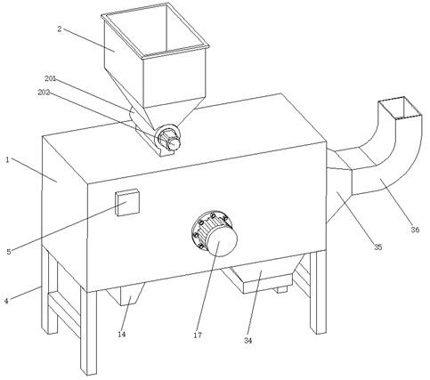 Impurity removing device for removing iron impurities in feed raw materials