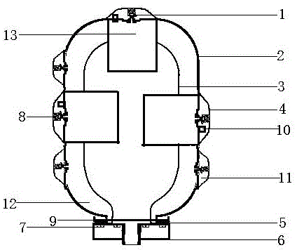 Split-type fast-inflating bladder-type expansion tank