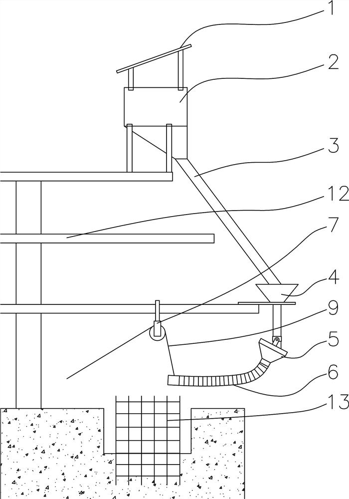 Discharging device suitable for construction of internal structure of subway station