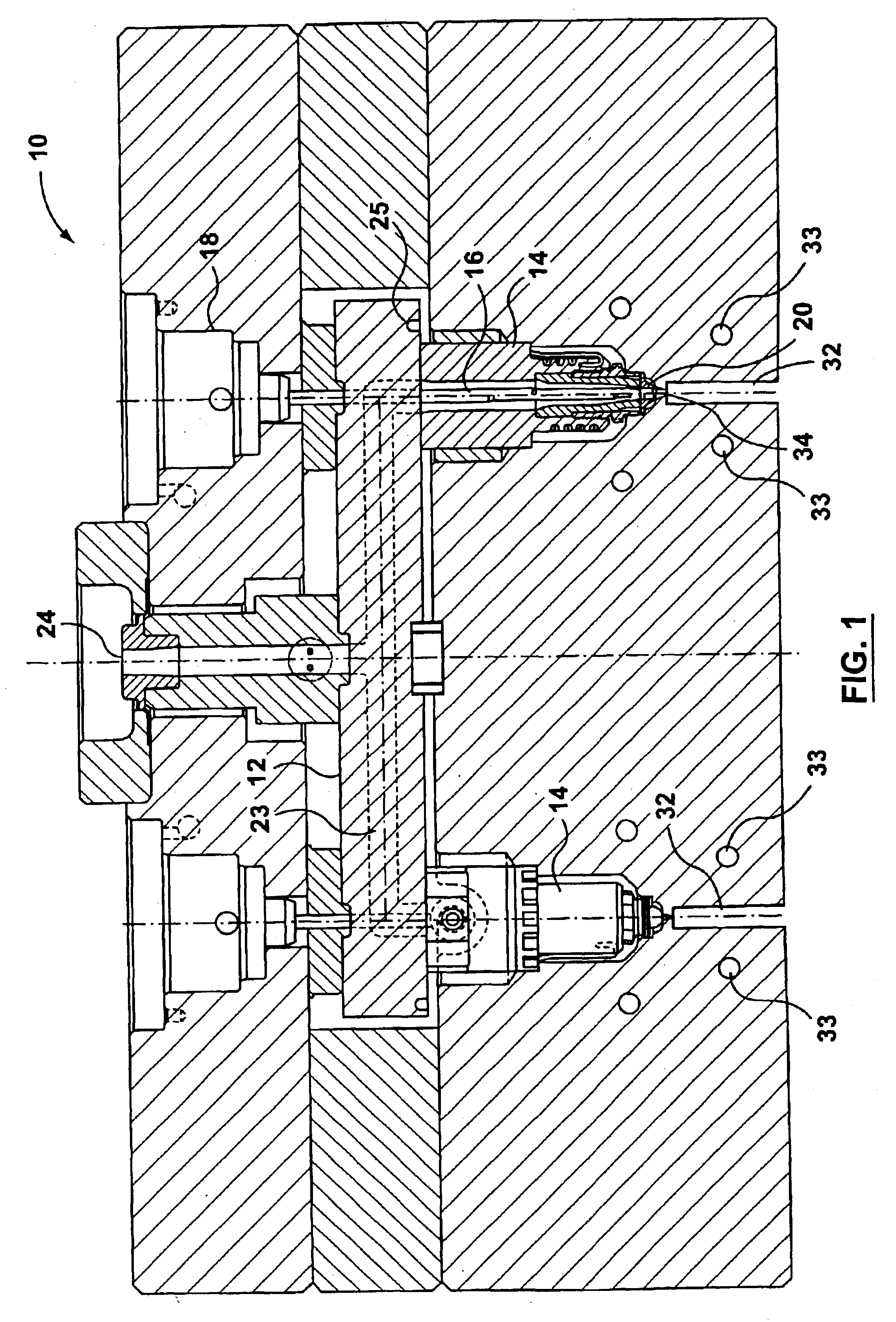 Valve pin guide for a valve-gated nozzle