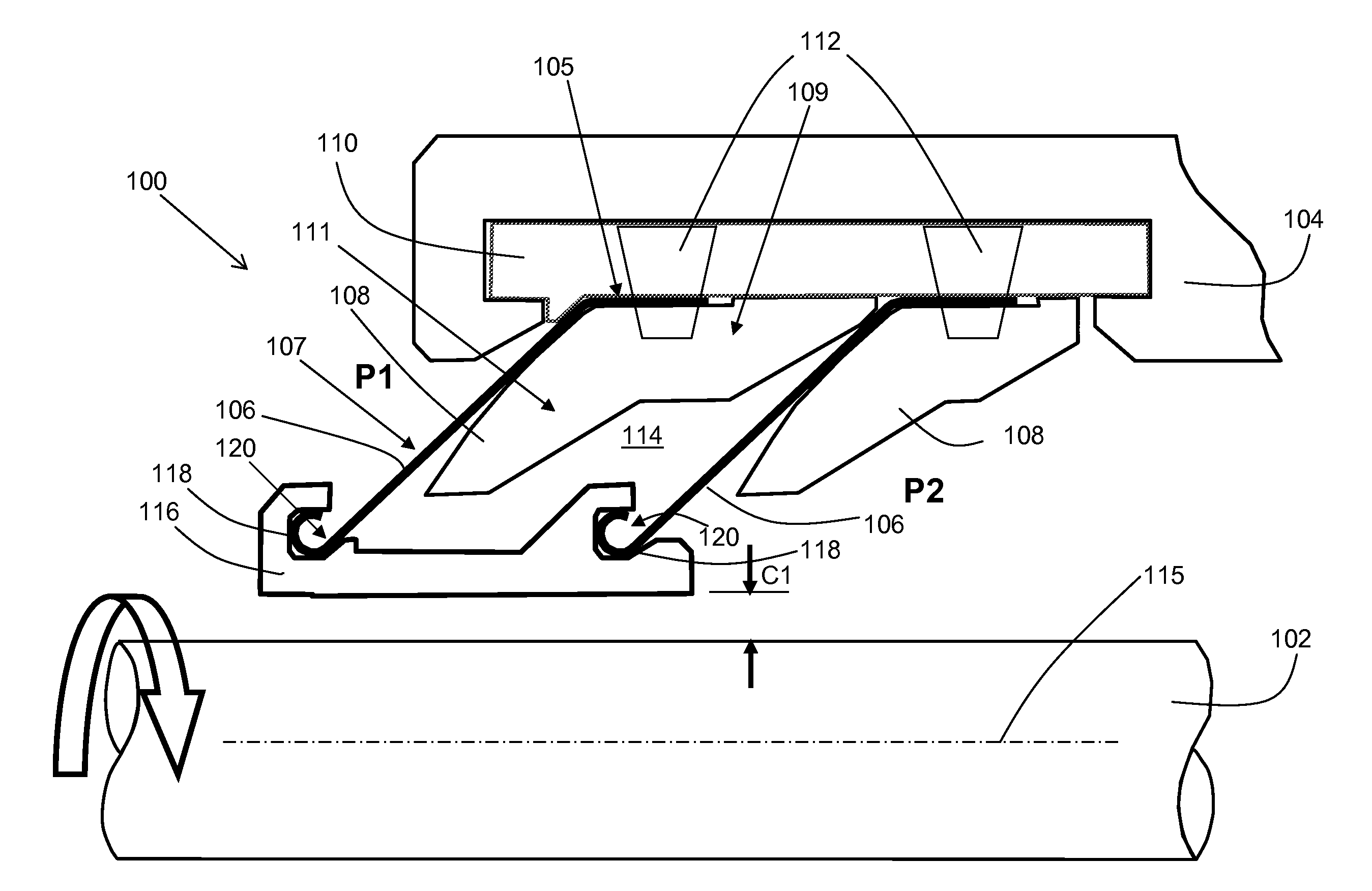 Film riding pressure actuated leaf seal assembly