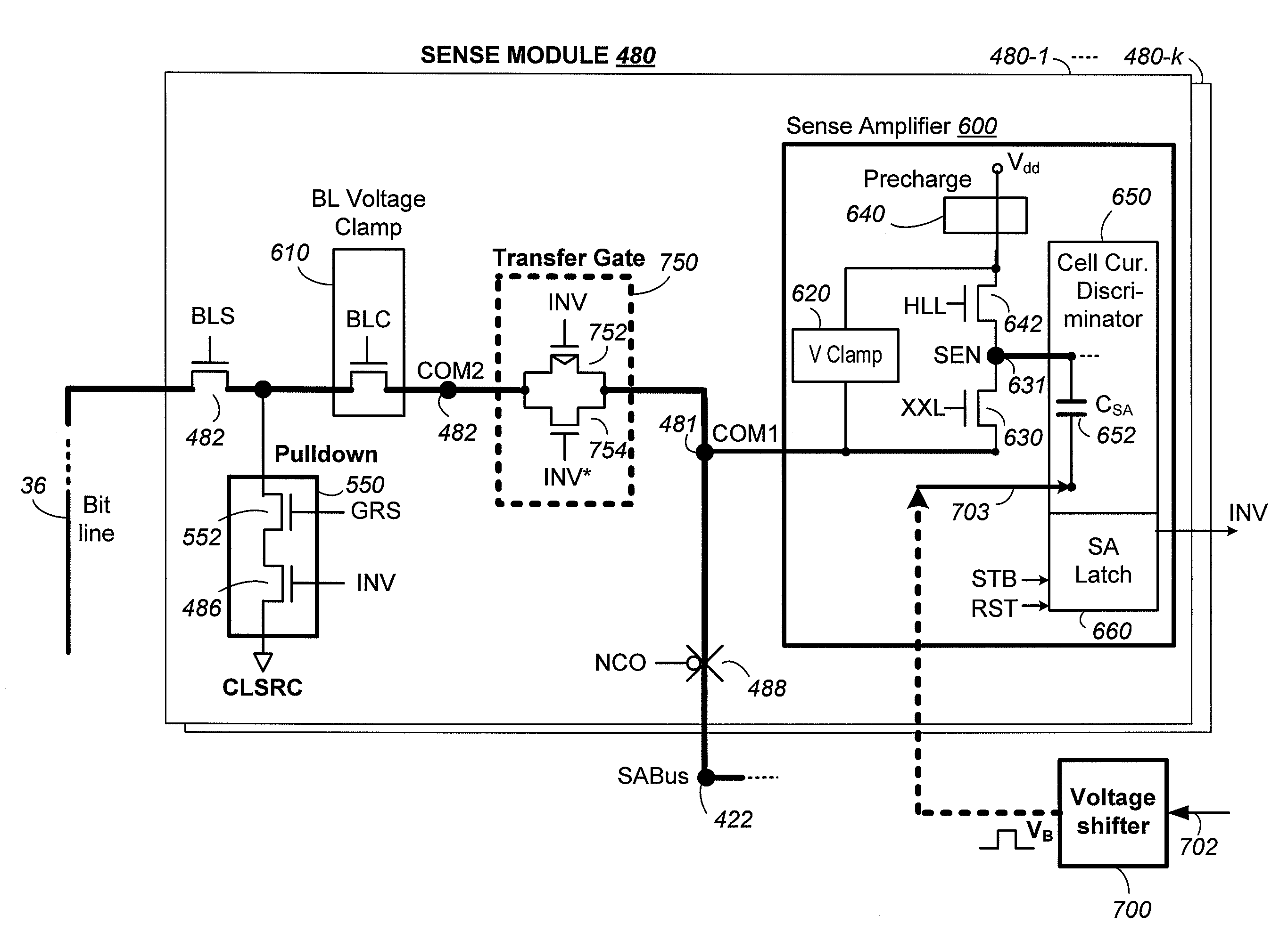 Low noise sense amplifier array and method for nonvolatile memory