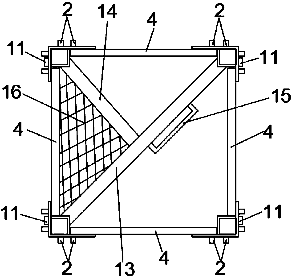 Tower crane standard joint high in shear resistance