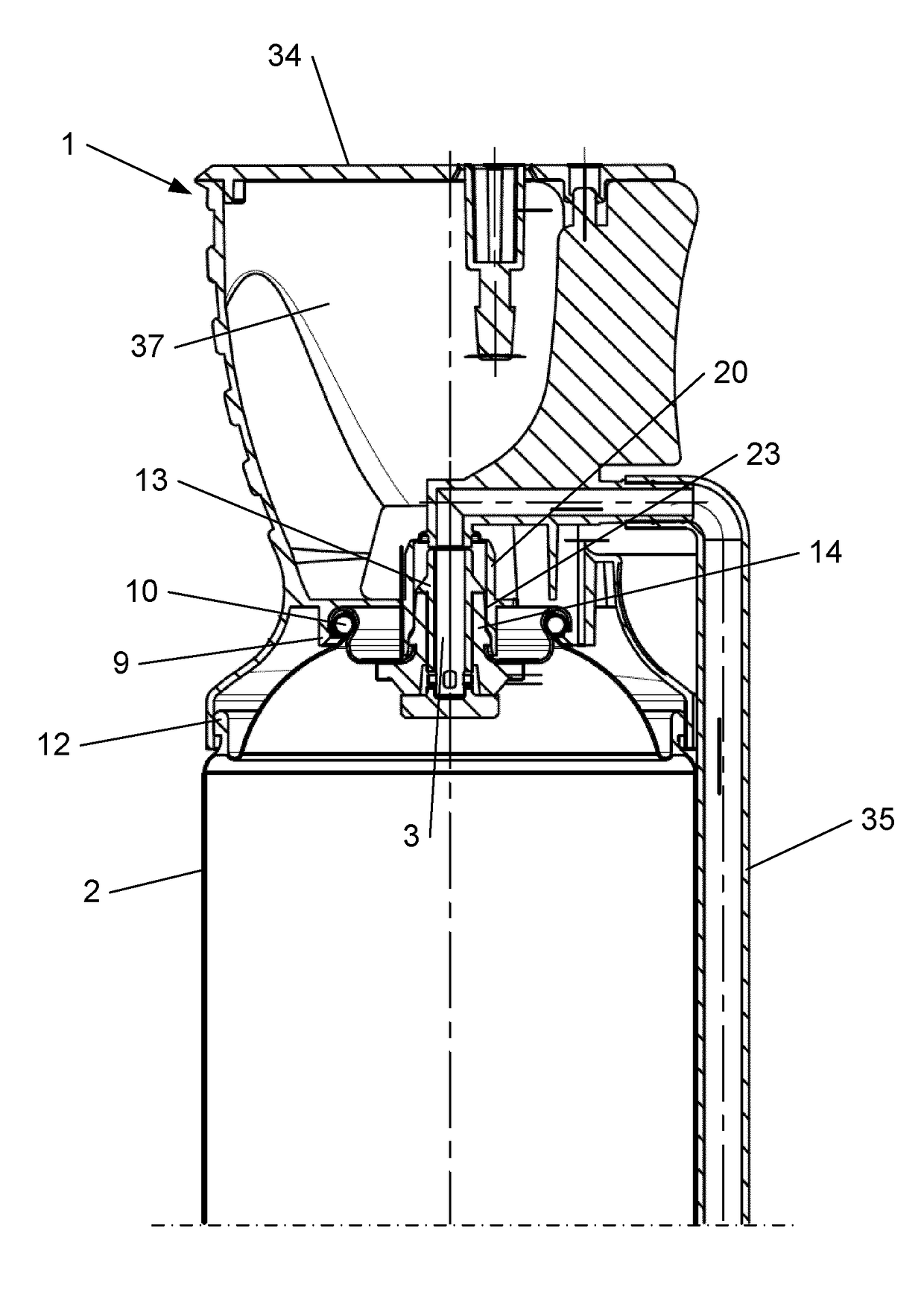 Handheld applicator suitable for gun valve containers