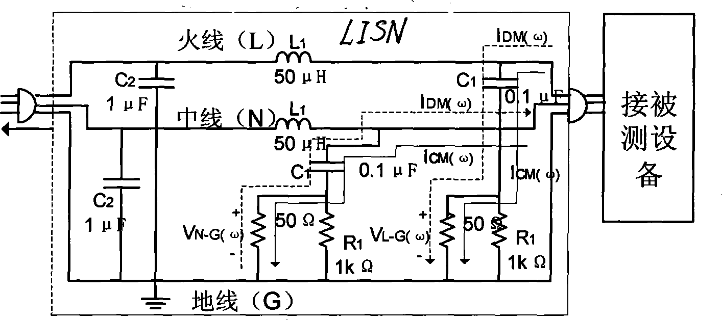 Common mode noise and differential mode noise separator for conductive electromagnetic interference noise