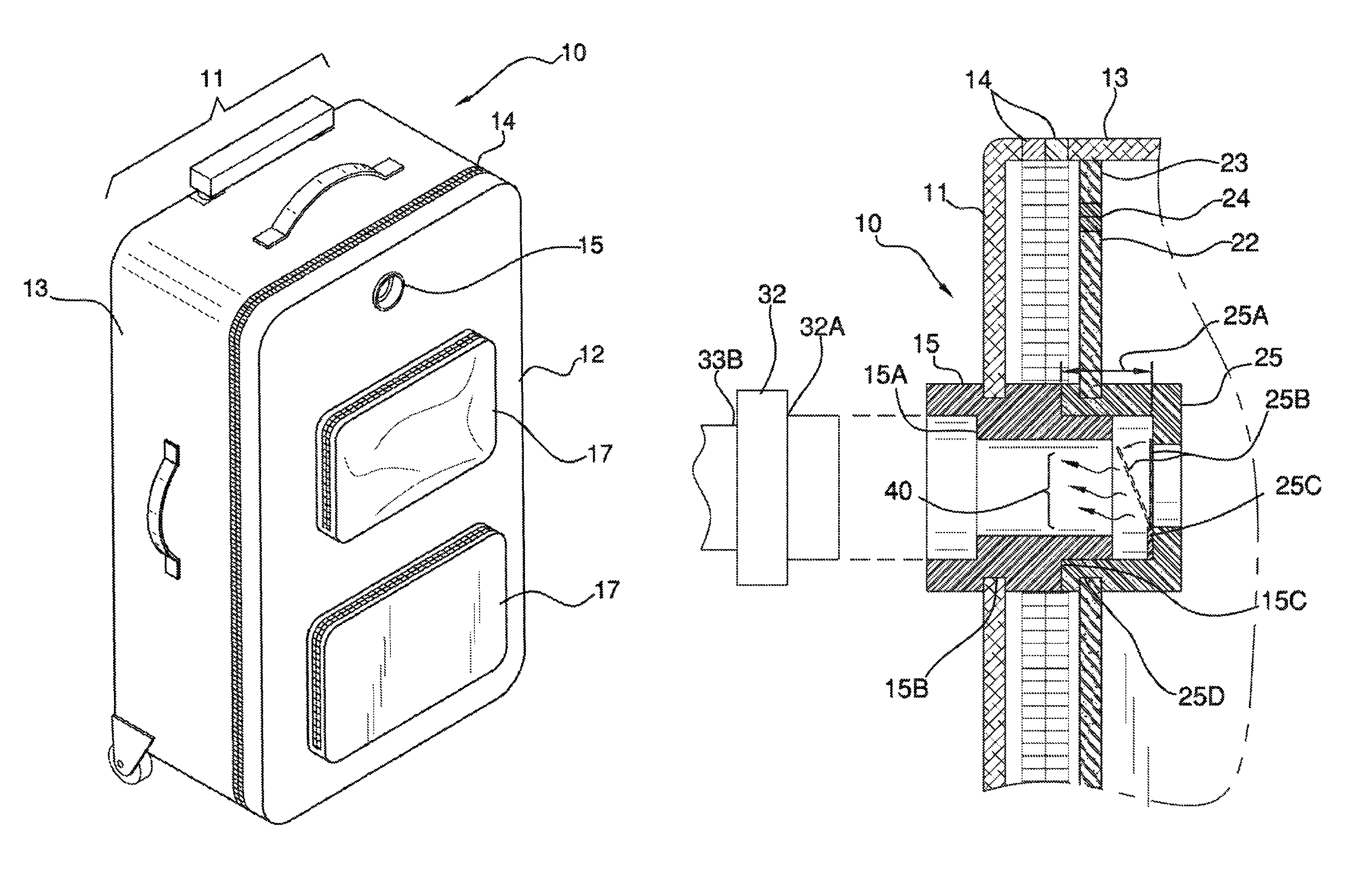 Luggage with integrated vacuum bags