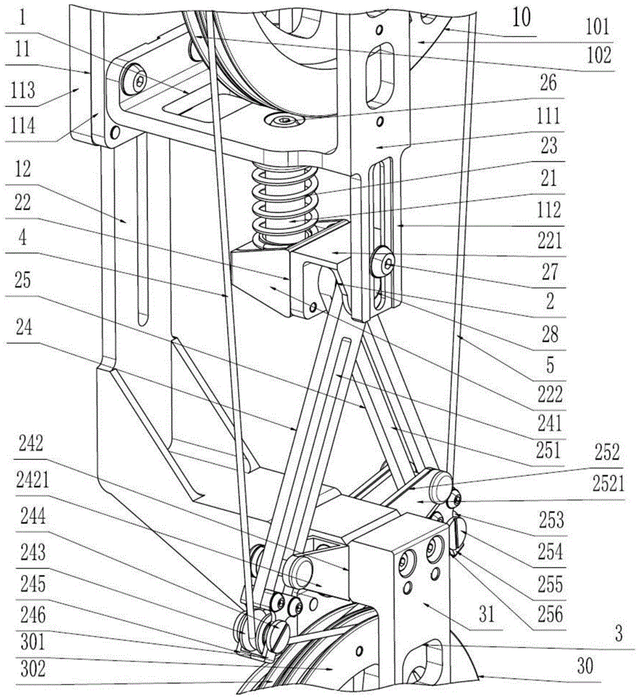 A rope self-adaptive length adjustment device