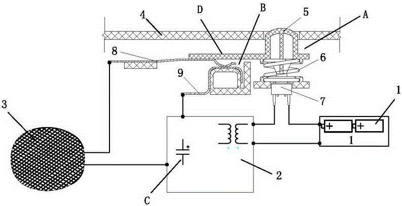 An electric mosquito swatter with a power failure protection device for the mesh surface