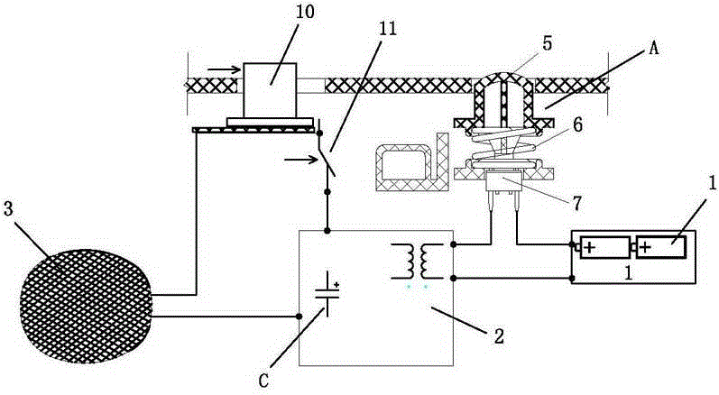 An electric mosquito swatter with a power failure protection device for the mesh surface