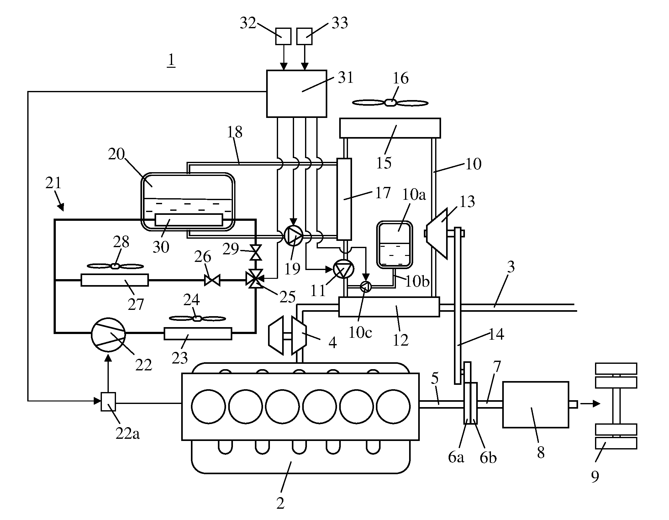 Arrangement for converting thermal energy to mechanical energy in a vehicle