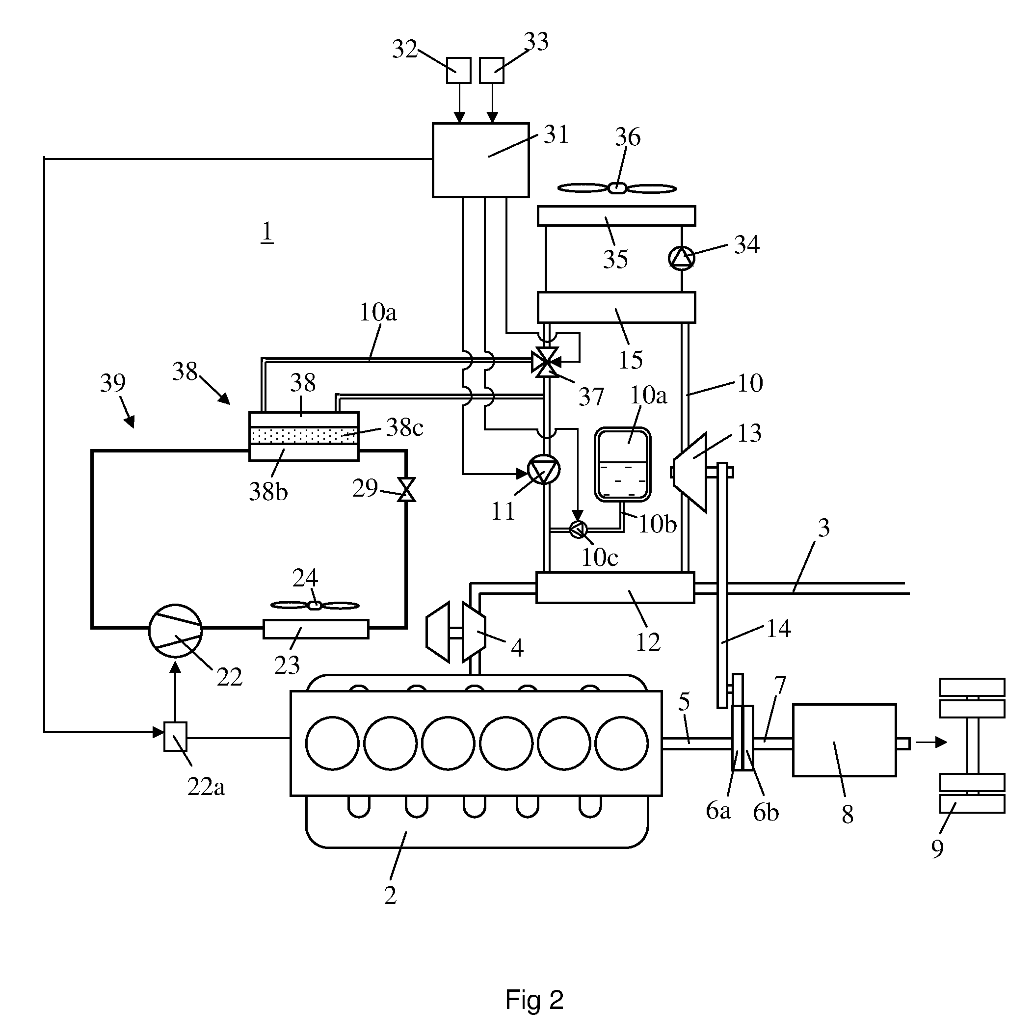 Arrangement for converting thermal energy to mechanical energy in a vehicle