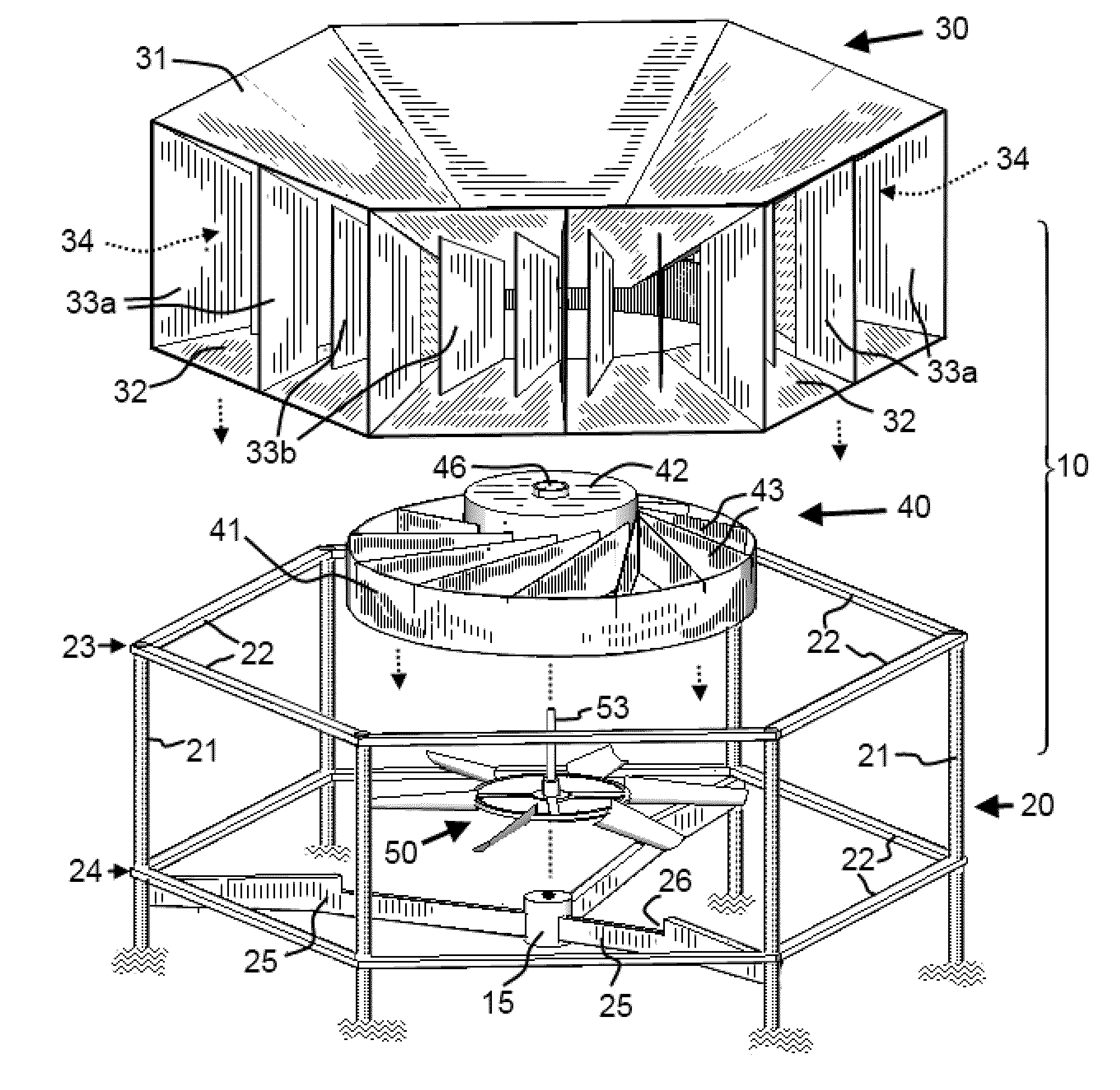 Vertical axis wind turbine with axial flow rotor