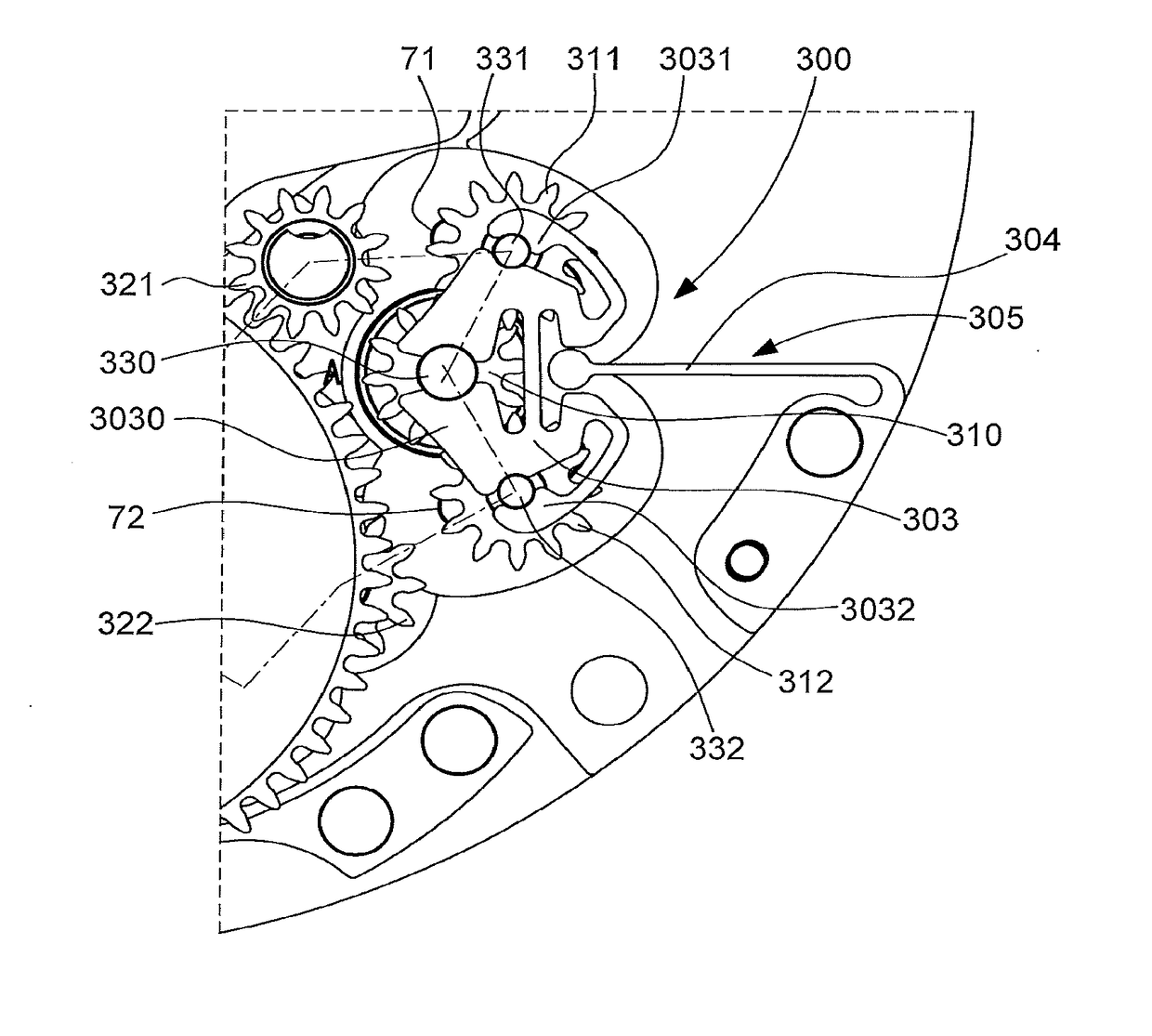 Timepiece mechanism for bidirectional correction of a plurality of displays