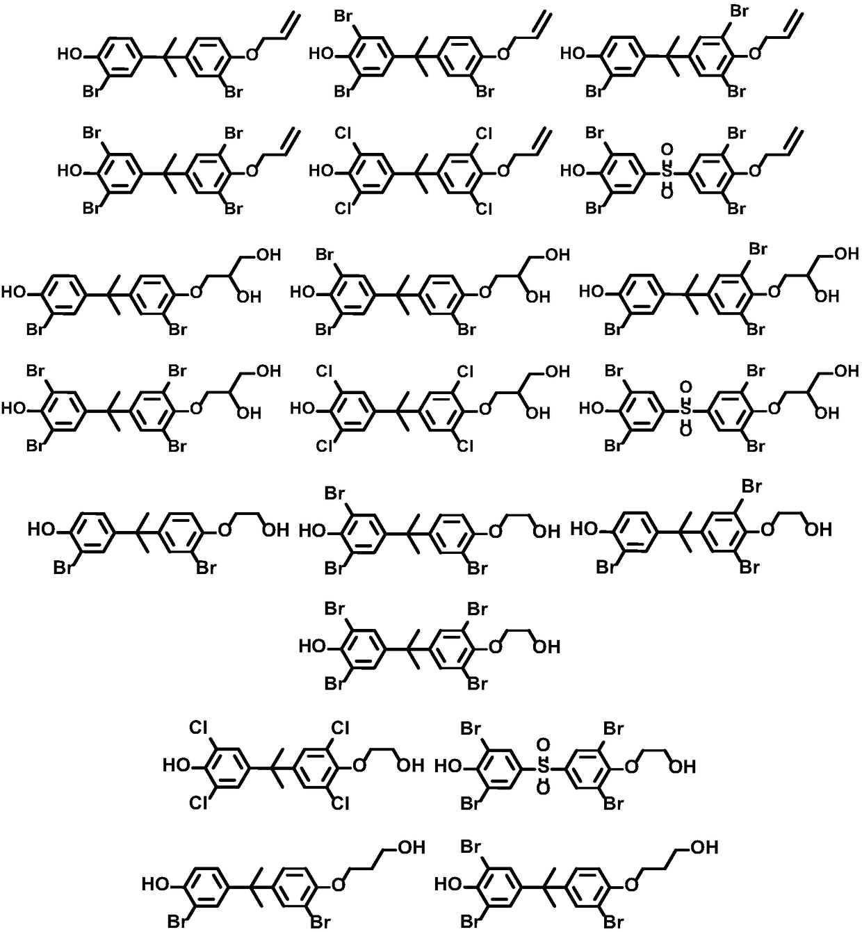 Bisphenol compound monosubstituted fatty alcohol and synthesis method thereof