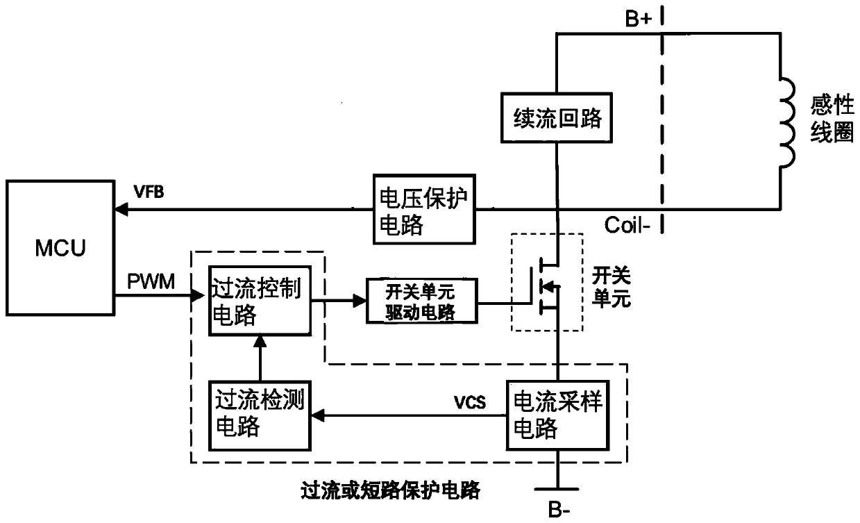 Inductive coil driving circuit with protection function