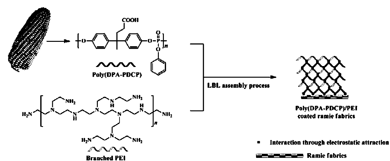 A kind of preparation method of flame retardant modified ramie fabric