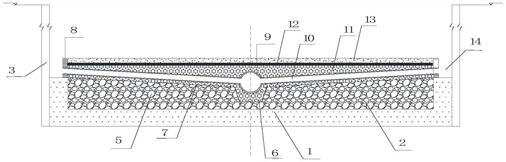 Base concrete cushion layer water damage preventing structure for deep foundation pit and construction method