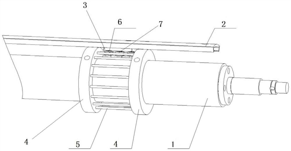 Spreading blade support structure on a spreading machine