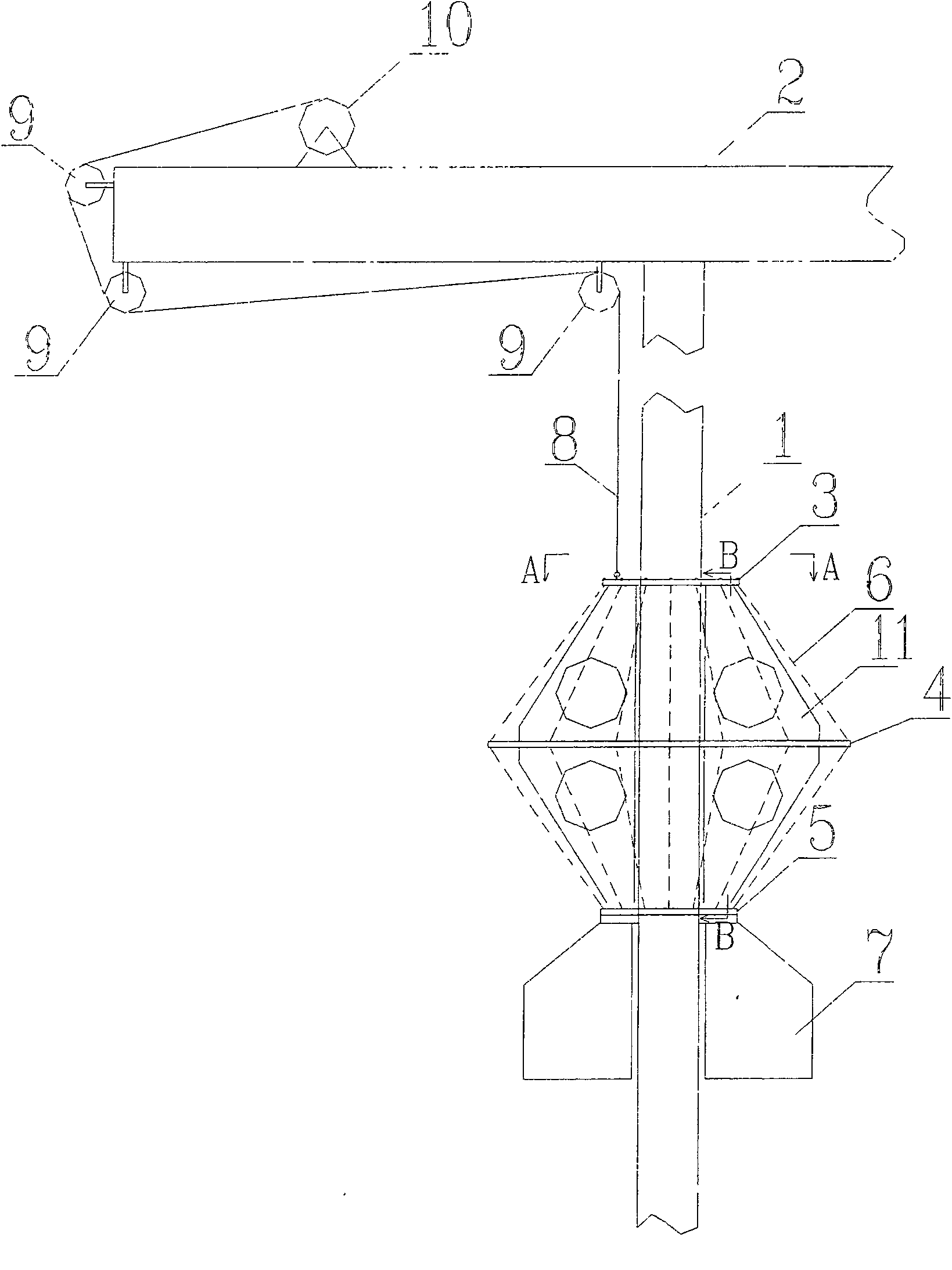 Self-lifting active ice-resistant damping device