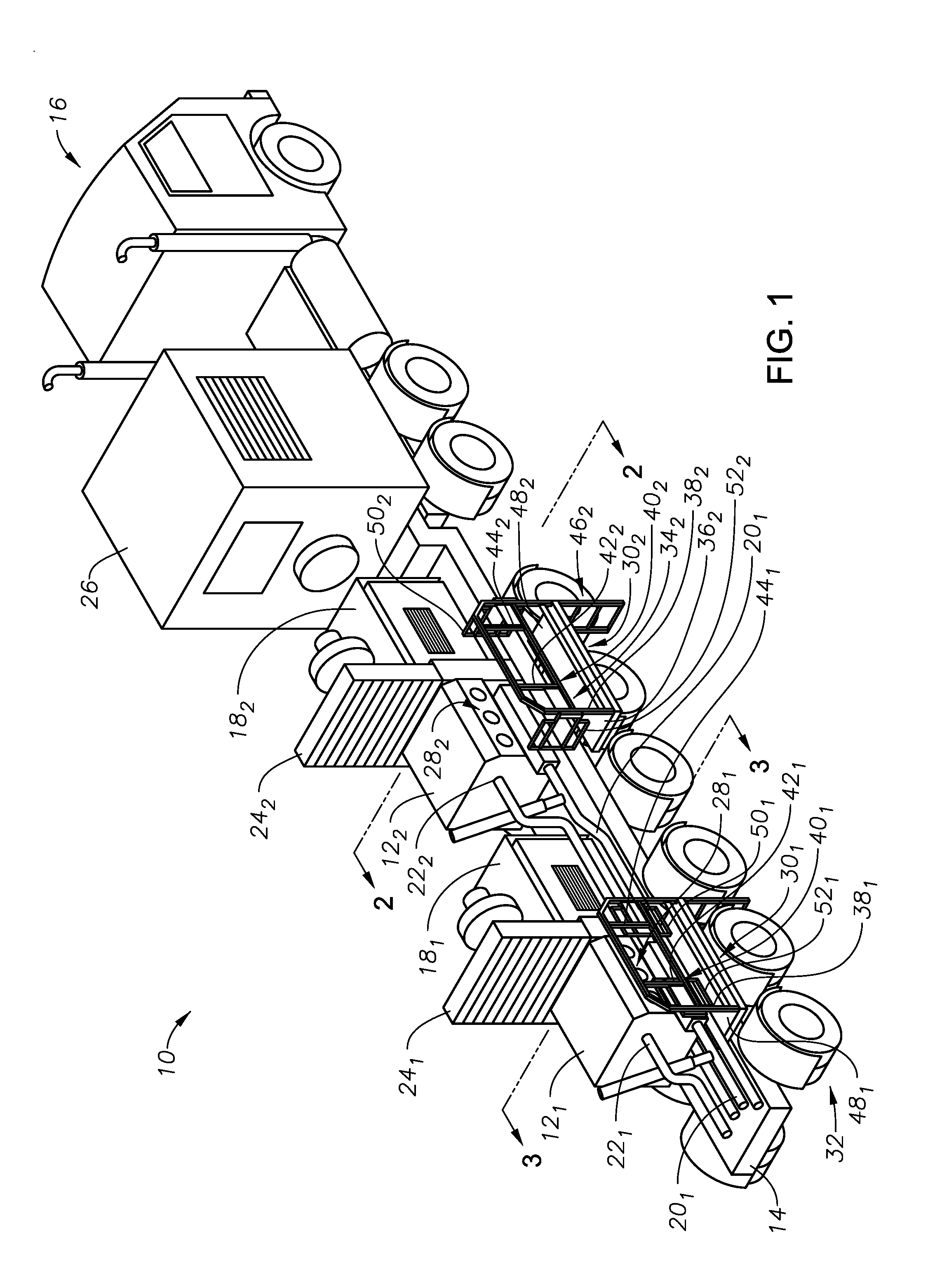 Slide out pump stand for hydraulic fracturing equipment