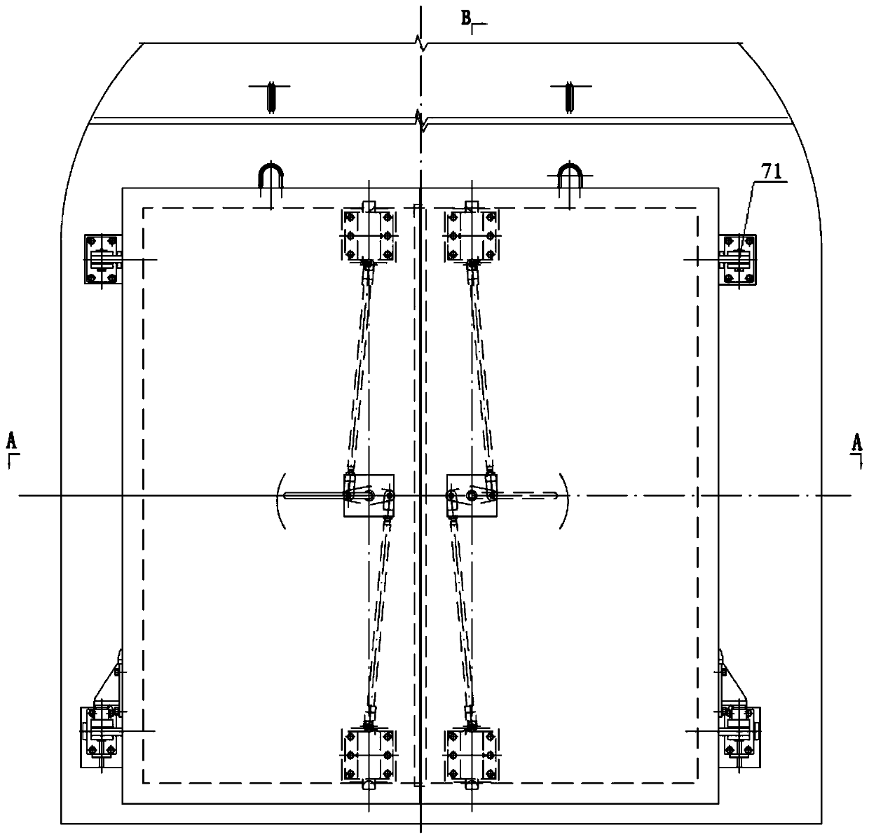 High-speed railway and subway tunnel double-leaf steel-structure fireproof protection seal door