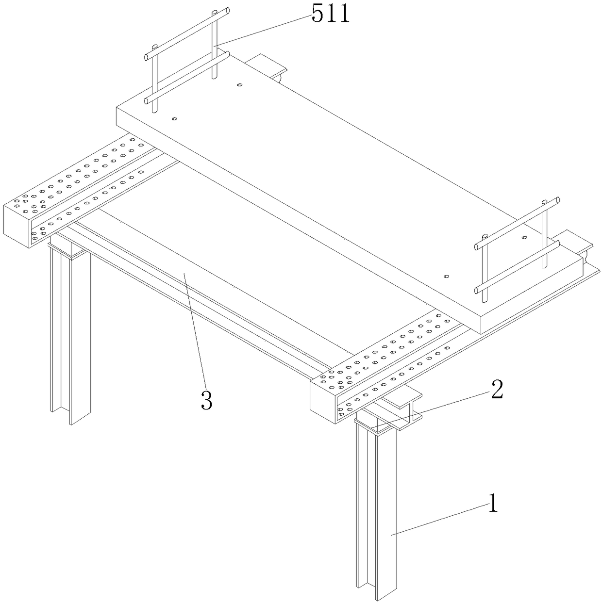 Assembly-type steel trestle supported by H-shaped steel