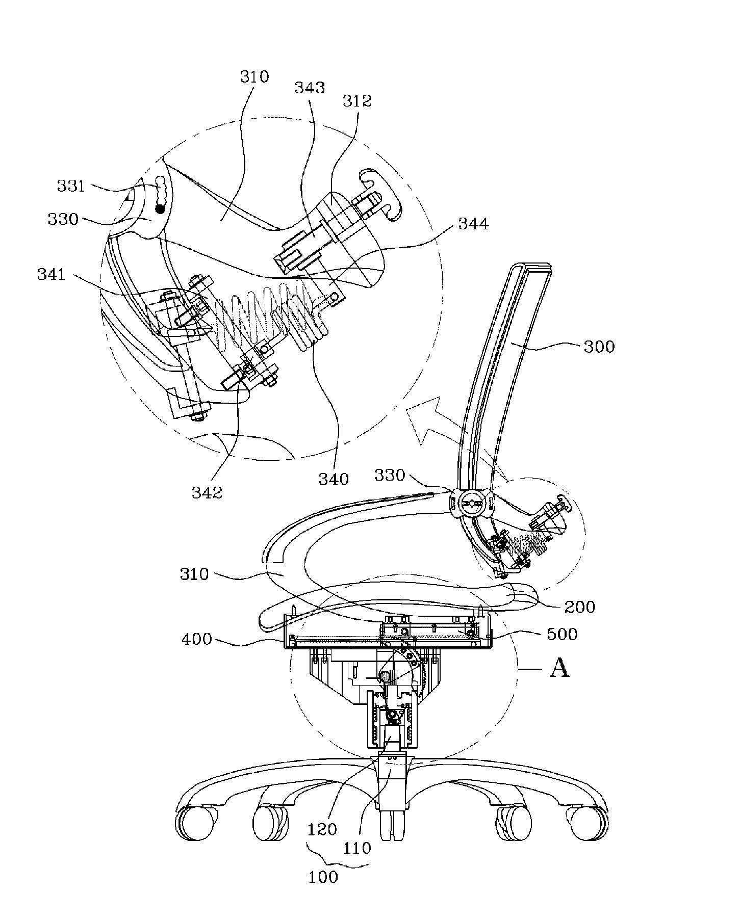 Chair with automatically movable back support