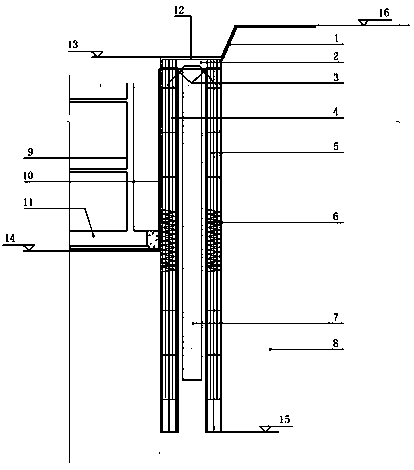 Concrete structure for supporting deep foundation pit