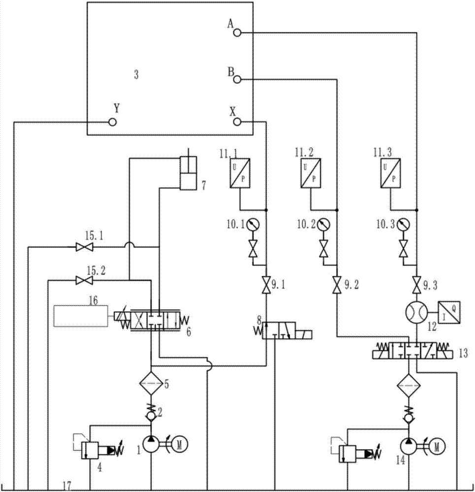 Dynamic property testing device for large-drift-diameter ultrahigh-pressure electro-hydraulic proportional cartridge valve