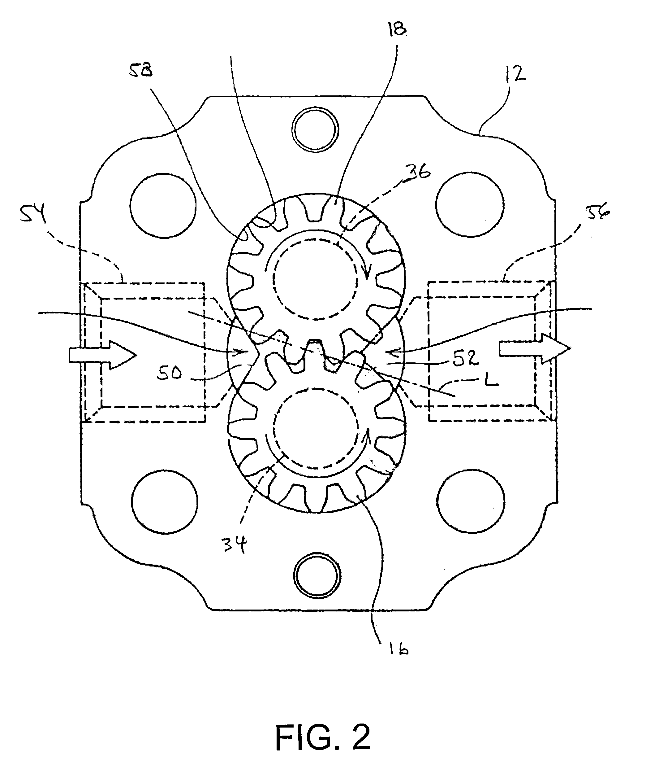 Gear pump with ripple chamber for low noise and pressure ripples