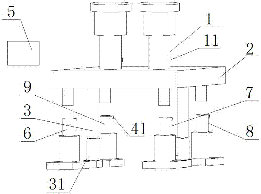 Moment levelling control method for composite press and levelling device of composite press